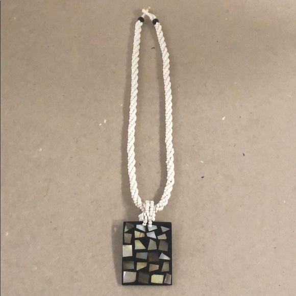 White Mosaic Necklace - Picture 2 of 4